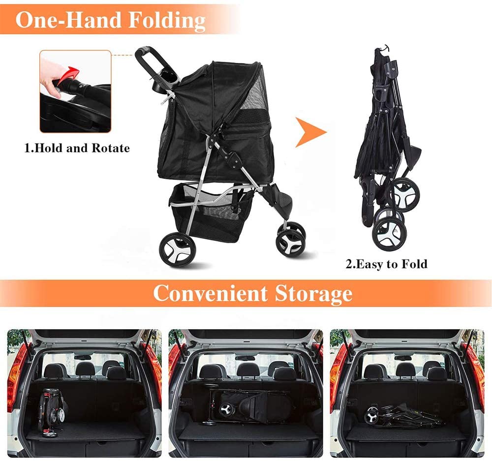 3-Wheel Folding Pet Stroller