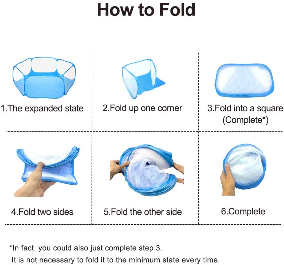 Small Animals C&C Cage Tent, Breathable & Transparent Pet Playpen Pop Open Outdoor/Indoor Exercise Fence, Portable Yard Fence for Guinea Pig, Rabbits, Hamster, Chinchillas and Hedgehogs (Black)