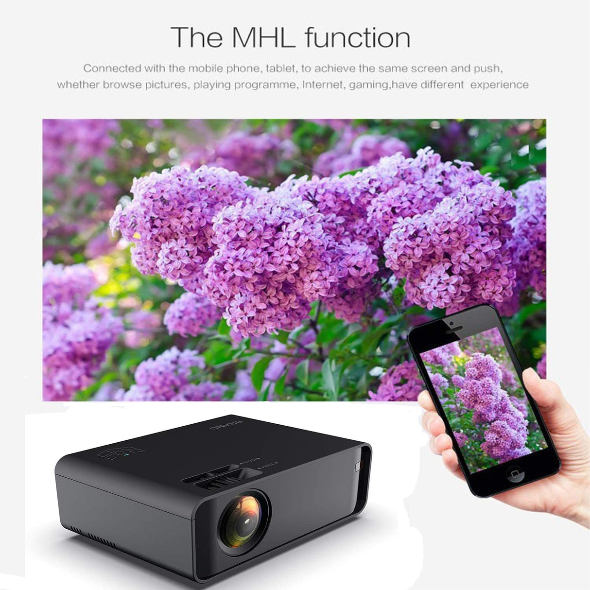 Mini LED Projector Portable 6000 Lumens-WiFi Video Projectors 1080P Full HD For iPhone Samsung Smartphone Wireless Projector HDMI Office Home Theater Movie Connection HDMI/USB/VGA/AV/TF/SD Card (Black)