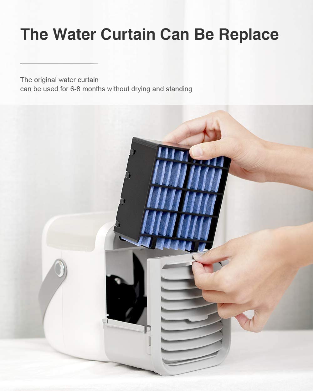 Air Cooler, Personal Water-Cooled Air Conditioner Desktop Water Cooling Fan,with 7 Color Night Ligh, Rechargeable, 3 Wind Speed Adjustable, Humidifier Purifier, Environmental Friendly Air Conditioner, for Summer Home Office Outdoor Camping (Blue)