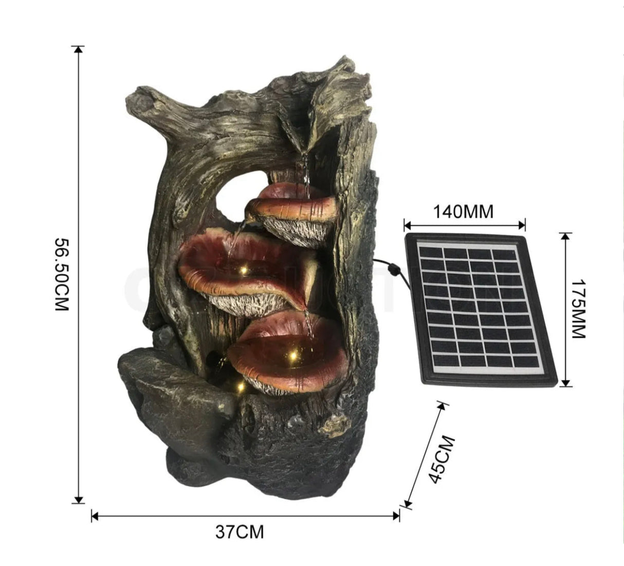 Garden Features Solar Powered Outdoor Water Fountain Bird Bath w/LED Light