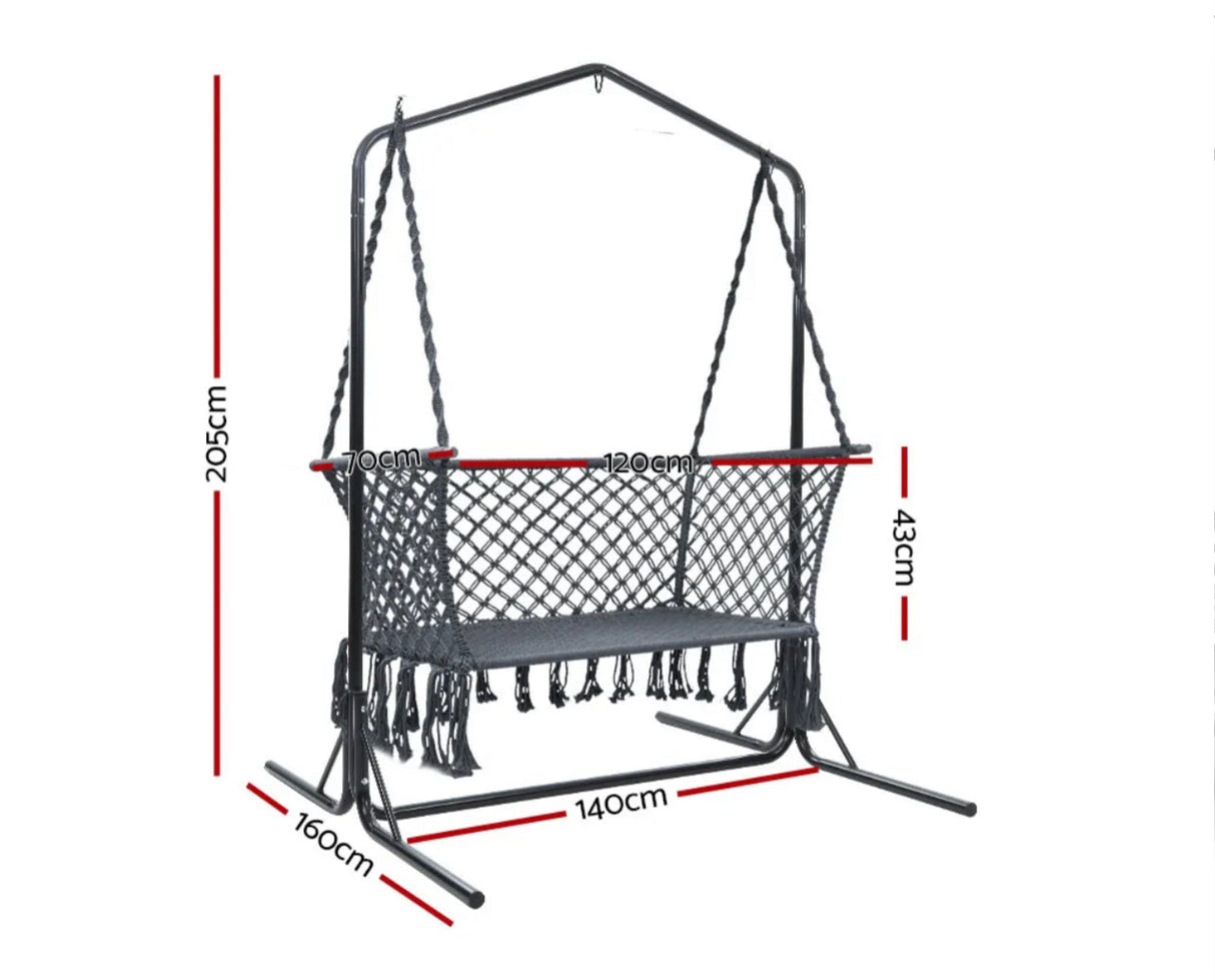 Hammock Chair with Stand Outdoor Swing Frame 2 Seater Bench Furniture