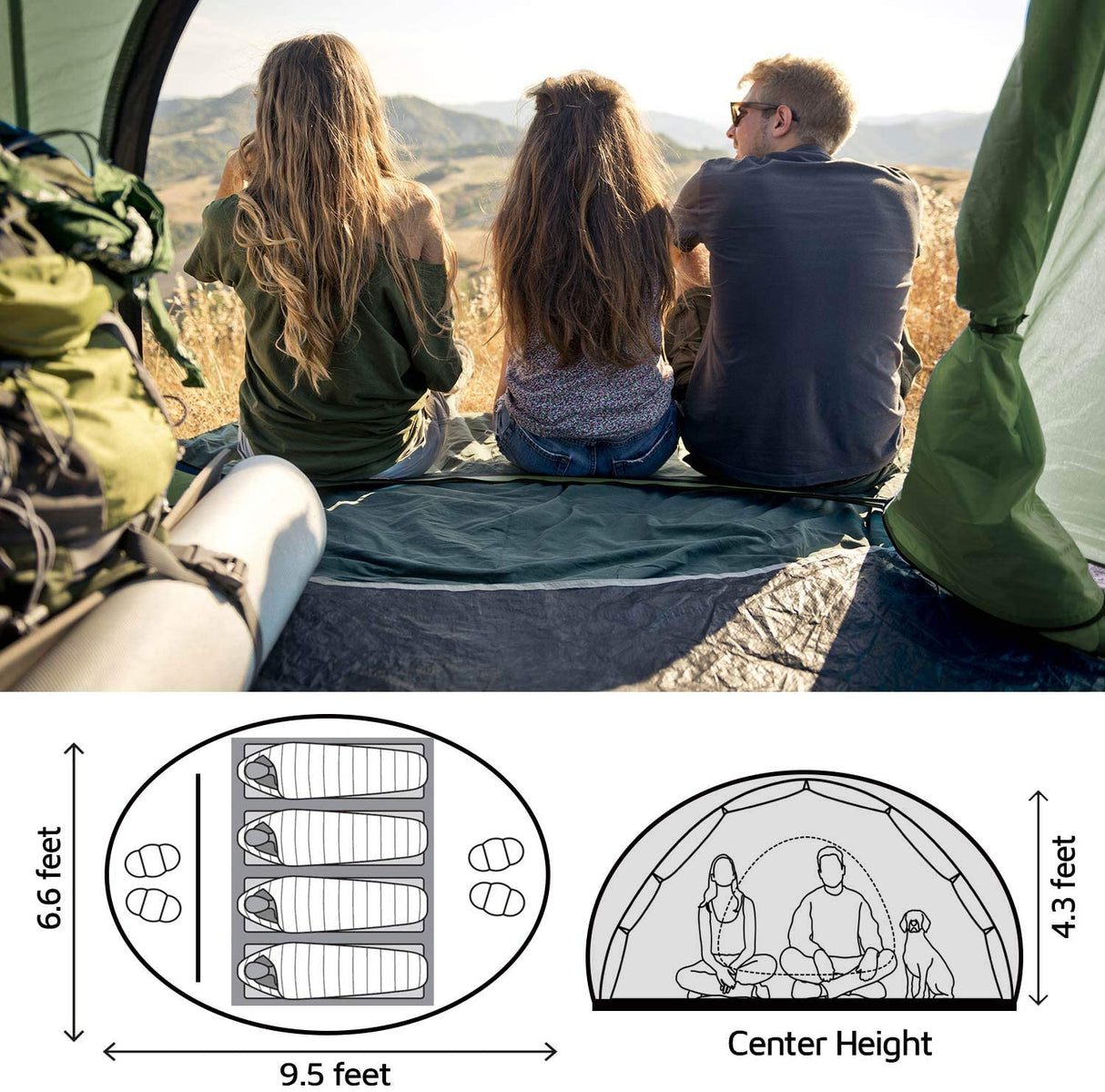 Easy Pop Up Tent-Automatic Setup- Instant Family Tents for Camping, Hiking & Traveling