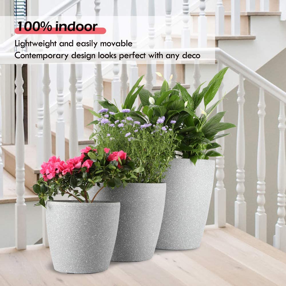 Garden Resin Planter Sandstone Touch Set of 3