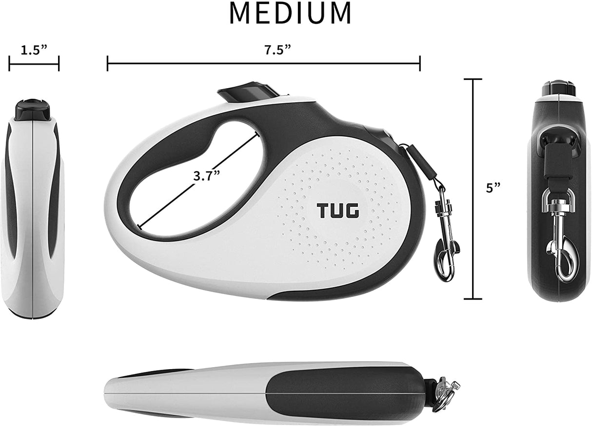 360° Tangle-Free, Heavy Duty Retractable Dog Leash for Up to 55 Lb Dogs; 16 Ft Strong Nylon Tape/Ribbon; One-Handed Brake, Pause, Lock