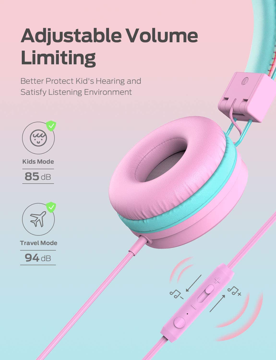 iClever Kids Headphones-Pink
