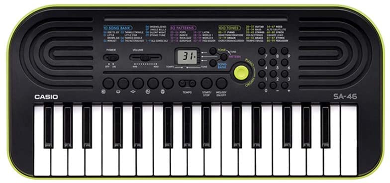 Casio 32 Note Mini Key Musical Portable Keyboard, Black/Green, (SA46)