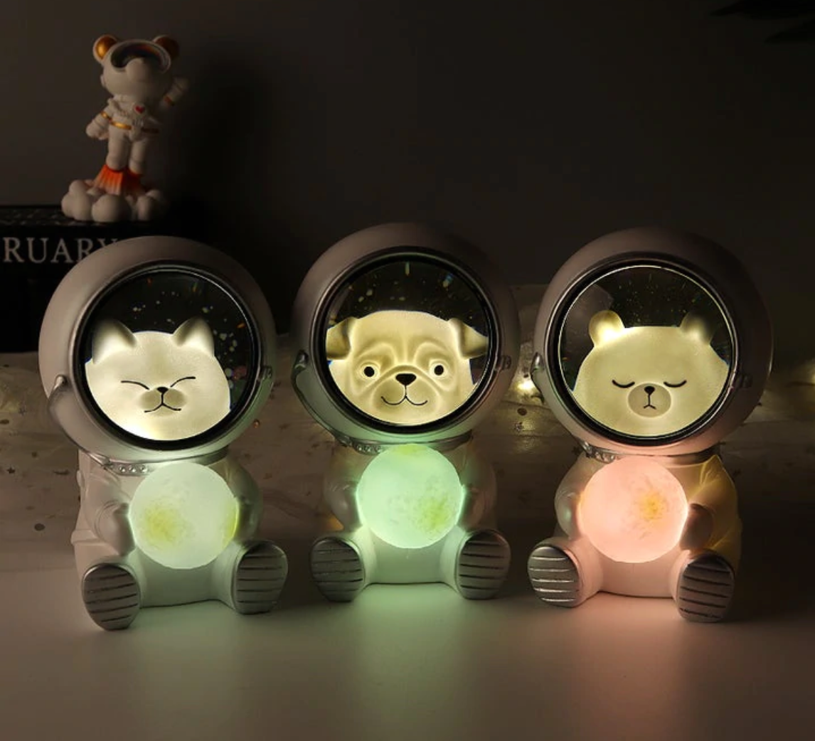 Pet Astronaut Night Light Figurine