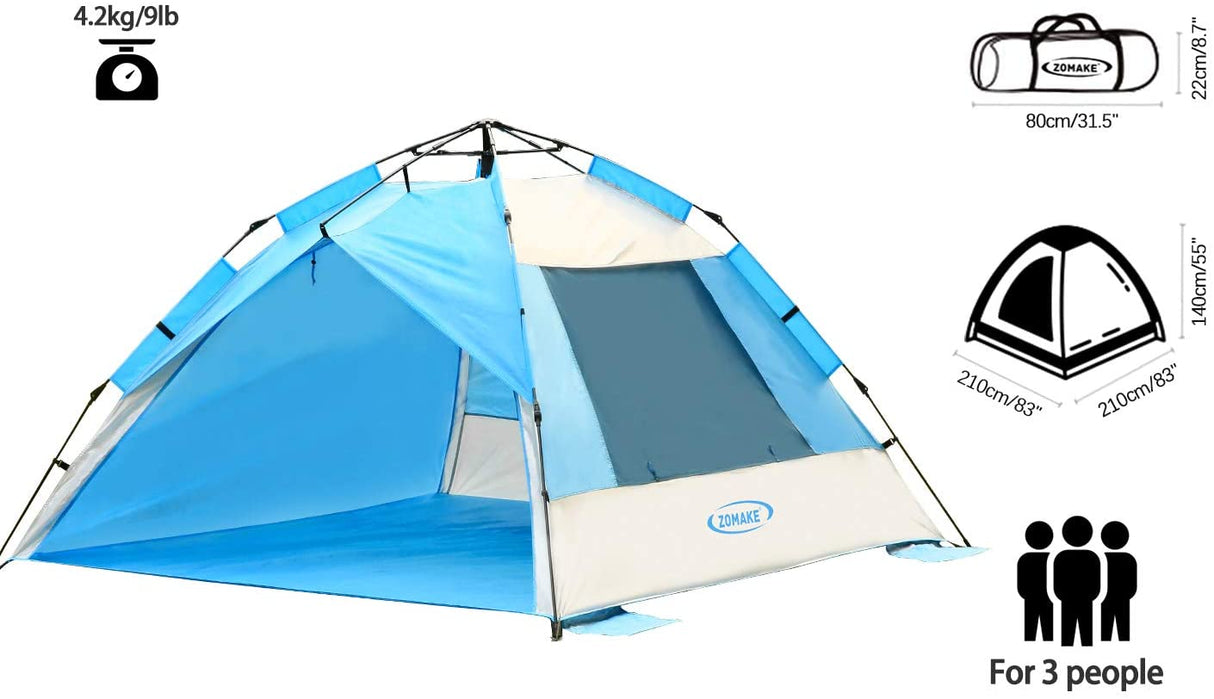 Pop Up Beach Tent - Instant Sun Shelter Cabana, Portable Beach Shade with SPF 50+ UV Protection for Kids & Family