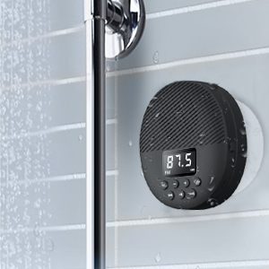 Waterproof Shower Speaker, AGPTEK Waterproof Bluetooth Speaker, Shower Radio with Bluetooth 5.0, LED Screen, Suction Cup, Support TF Card, Built-in MIC for Bathroom, Shower, Beach, Outdoor, Indoor