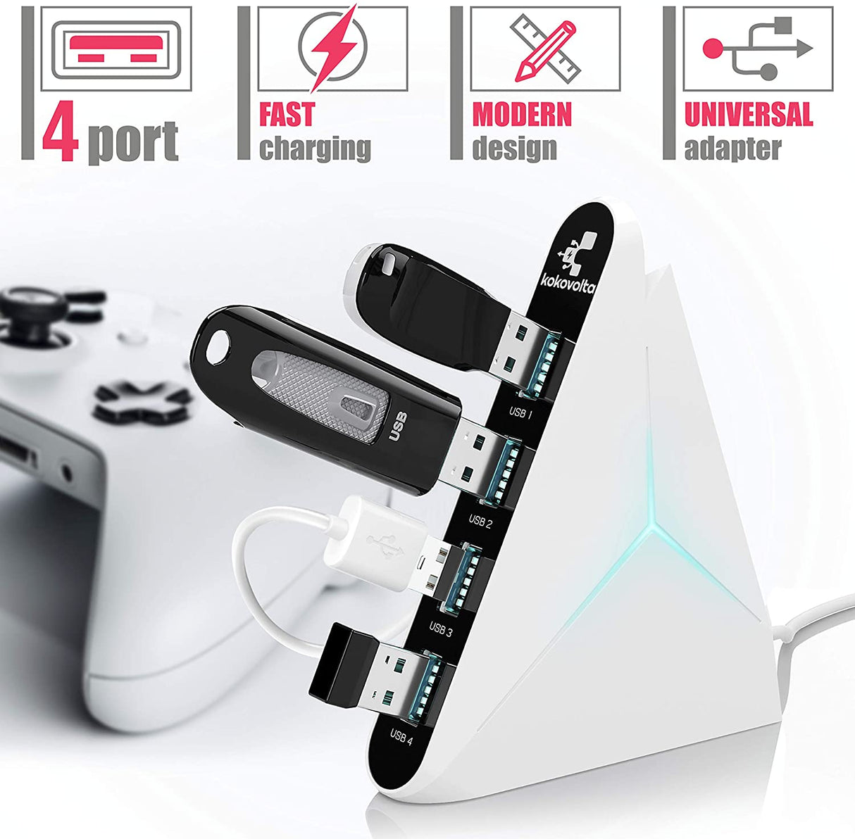 USB Hub 3.0 Vertical Data Hub with Long Cord