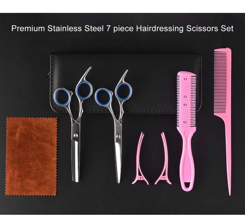 Professional Hair Cutting Kit, Xcellent Global Home Barber Salon Haircutting Thinning Hair Shears Kit with Comb and Storage Bag for Men and Women