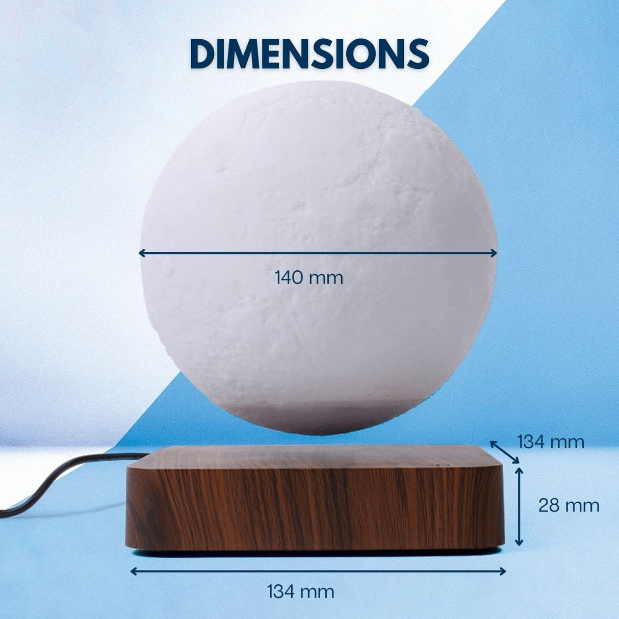 Magnetic Levitating 3D Moon Lamp Floating & Spinning Home Decor Desk Lamp with Light Dark Wooden Base (Dark Brown)