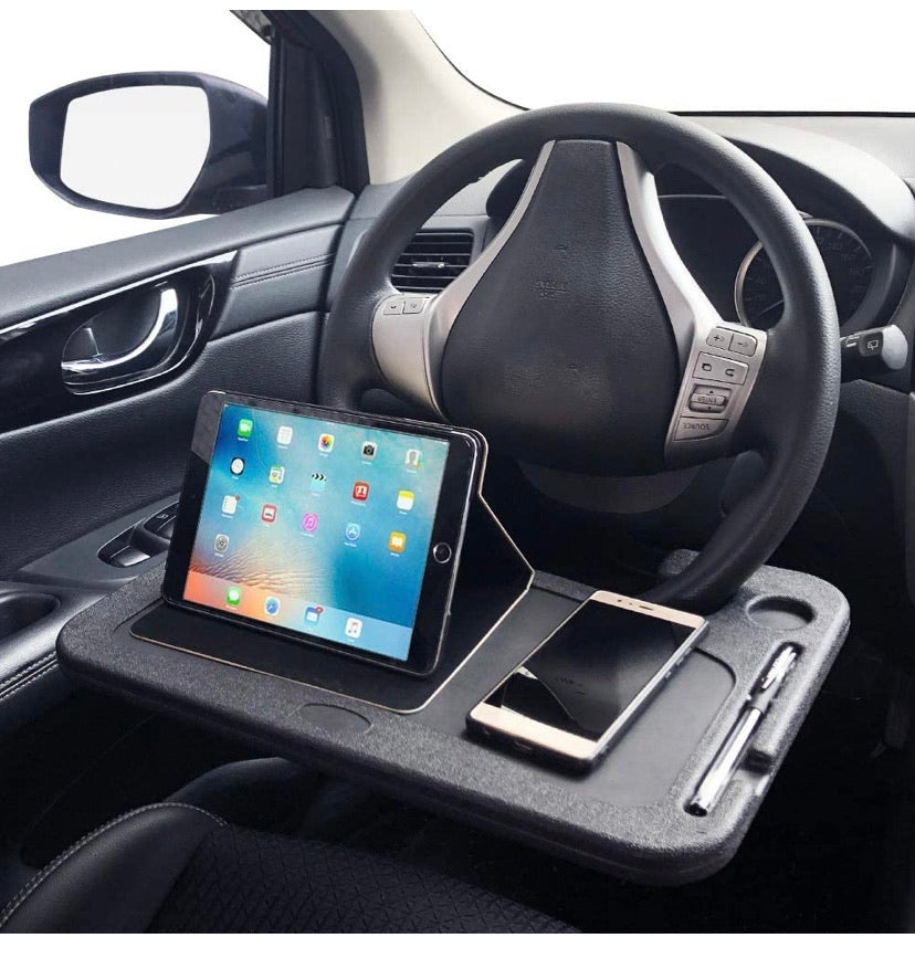Car Steering Wheel Food Eating Tray Notebook Laptop Table Desk for Cars - Black