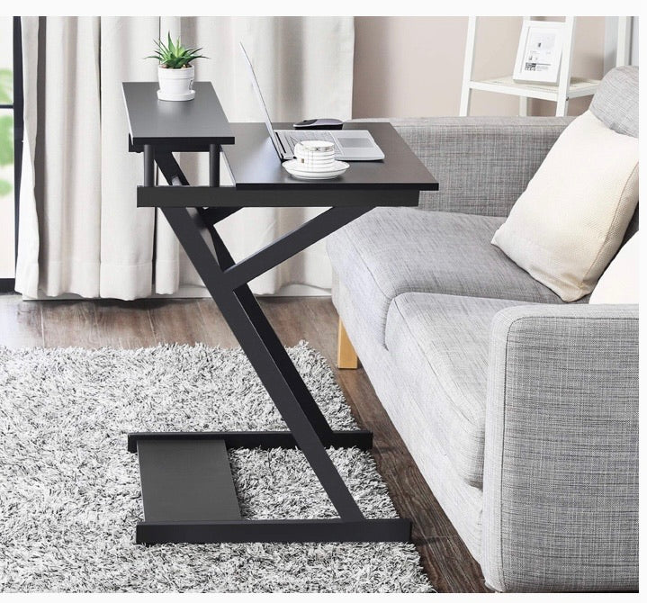 Computer Desk with Storage Shelf Modern Study Writing Table fit Working/Eating/Gaming for Small Spaces Black