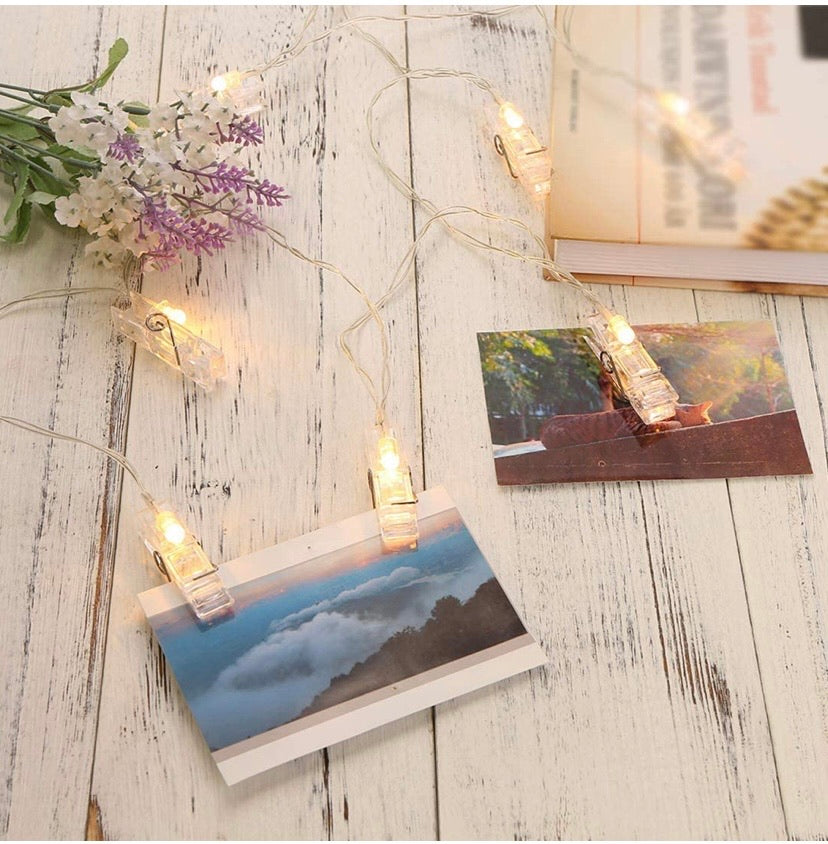 30 LED Photo Clips String Lights Battery Operated Indoor Fairy String Lights with Clips for Hanging Pictures, Cards, Artwork, Bedroom Wall Party Wedding Birthday Décor, Warm White