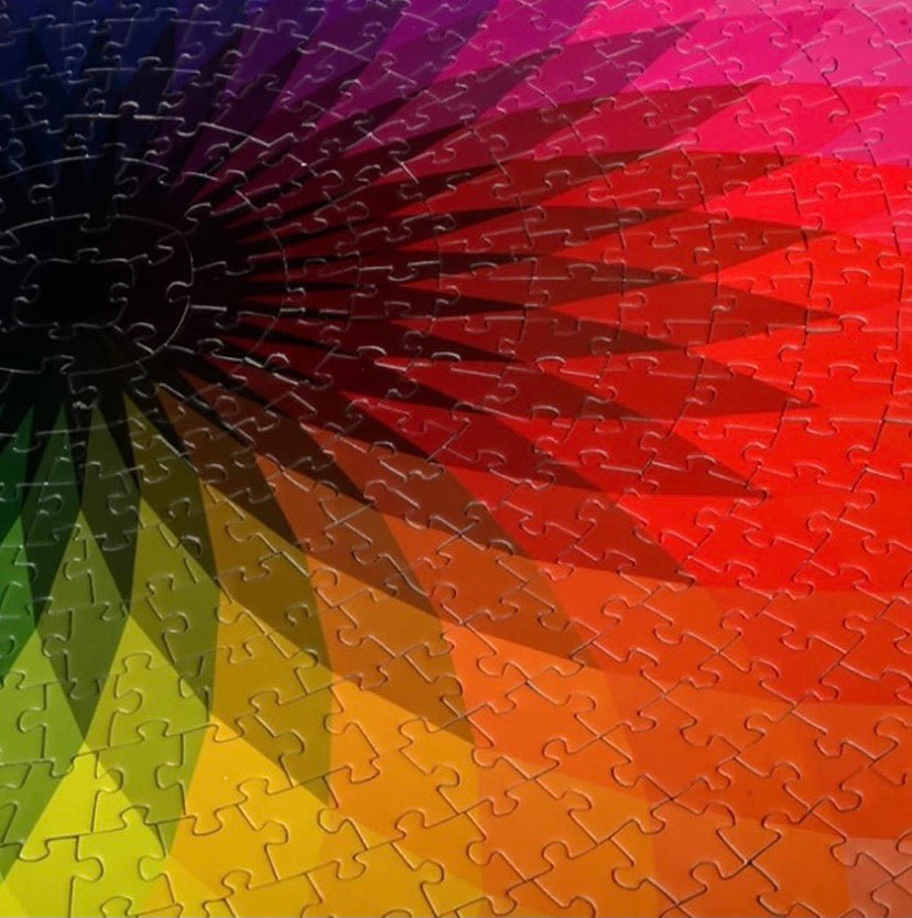 LRRH 1000 Pcs Round Jigsaw Puzzles Rainbow Palette Intellectual Game for Adults and Kids