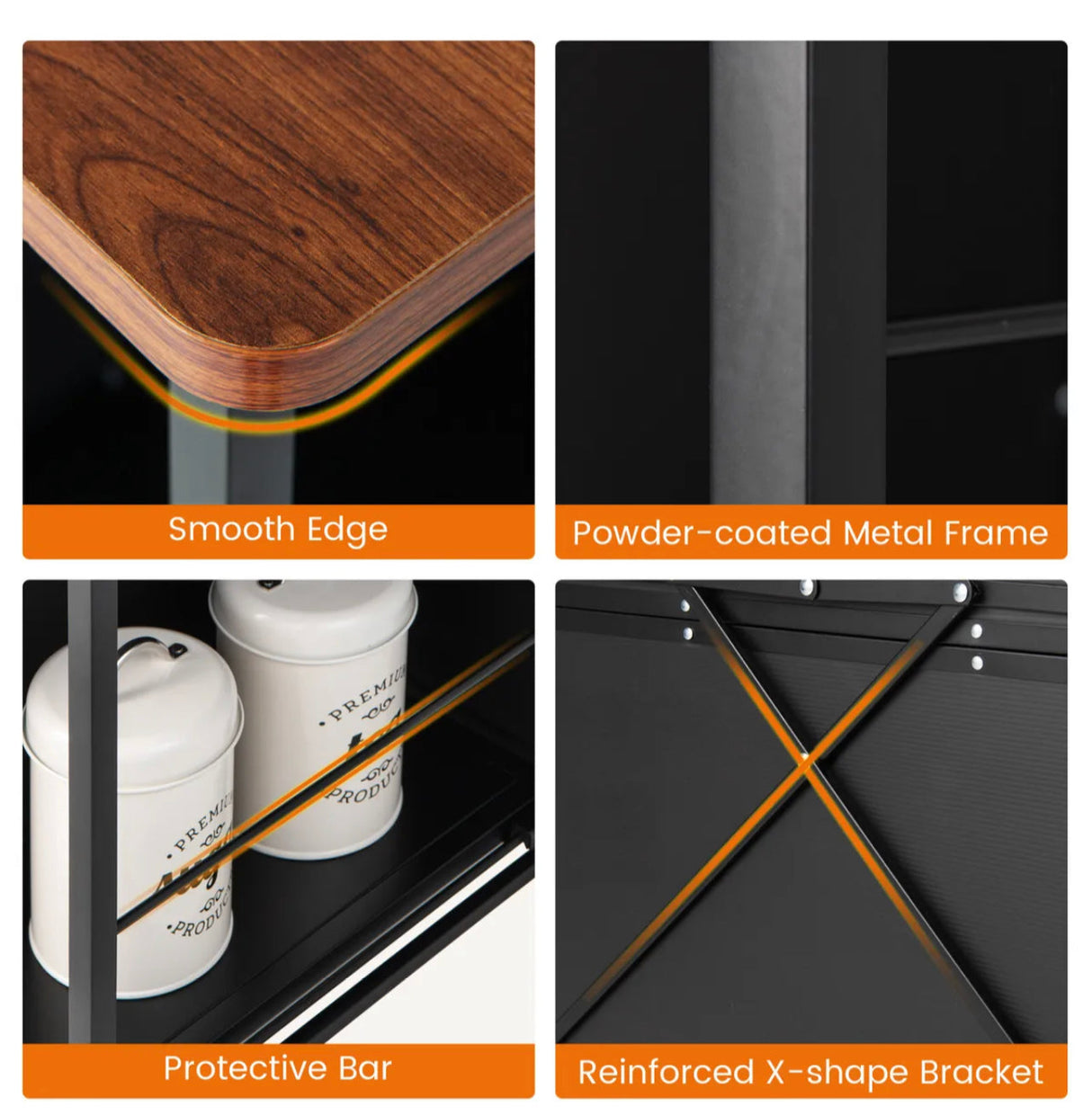 Kitchen Island on Wheels Utility Trolley Rolling Coffee Bar Cart Door & Shelves