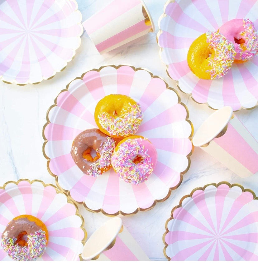 Pink and Baby Blue Gold Foil Party Supplies Set