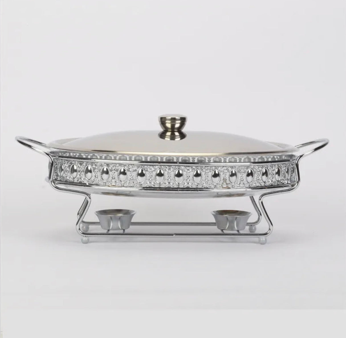 Food Warmer Buffet Alcohol Stove Luxury Golden Oval Hotel Wedding Chafing Dish