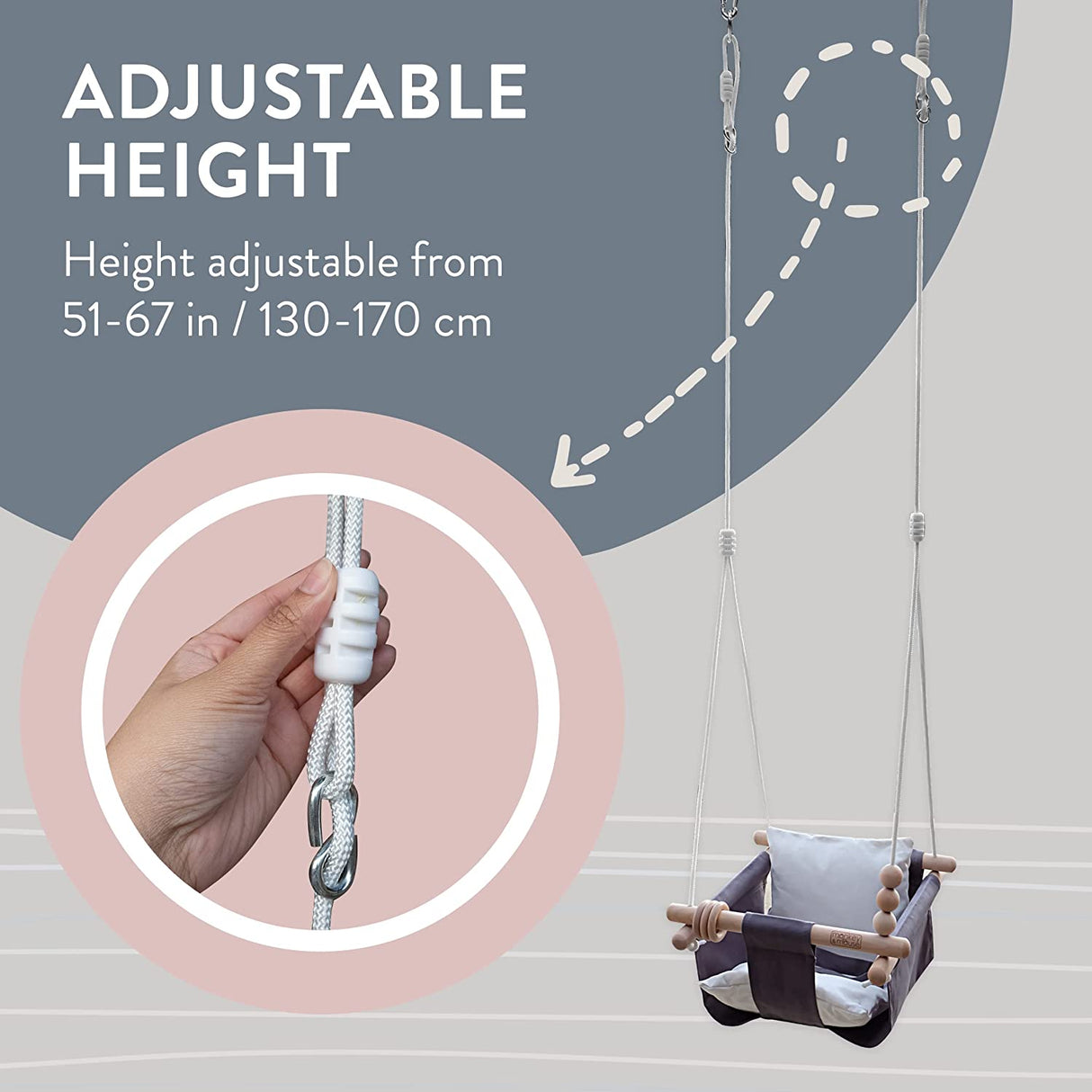 Monkey & Mouse Secure Canvas and Wooden Hanging Swing Seat Chair with a Baby, Infant, Toddler, Kids Toys - Indoor and Outdoor Hammock, for Tree Swings or Backyard Outside Swing Set Use for Infants