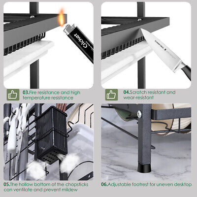 3 Tier Kitchen Dish Rack Plate Cup Drying Drainer Tray Cutlery Holder Storage