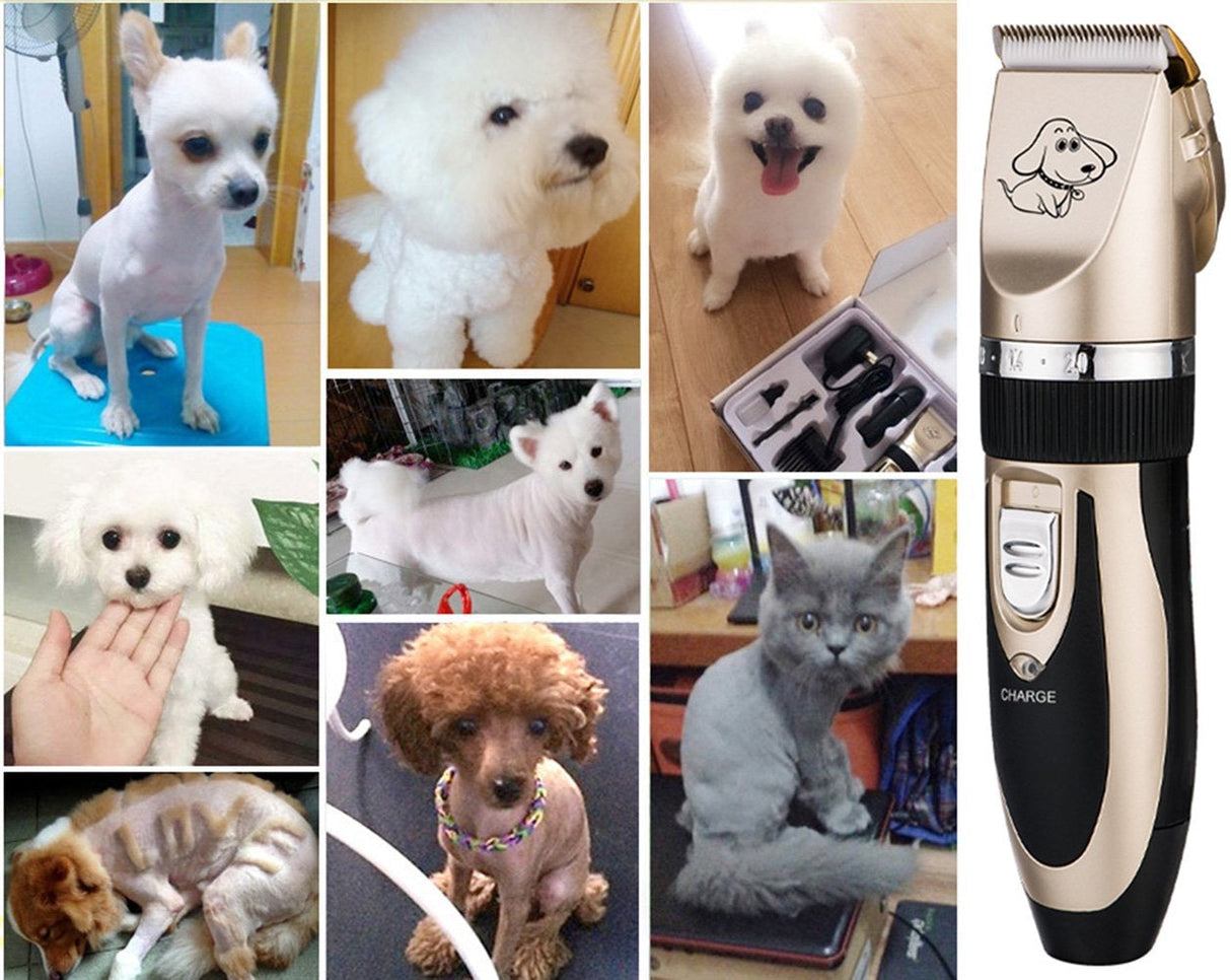 Dog Grooming Clippers, Otstar Rechargeable Cordless Pet Hair Clippers Kit for Dogs Cats and Other Animals with Stainless Steel Comb and Scissors, Low Noise Low Vibration