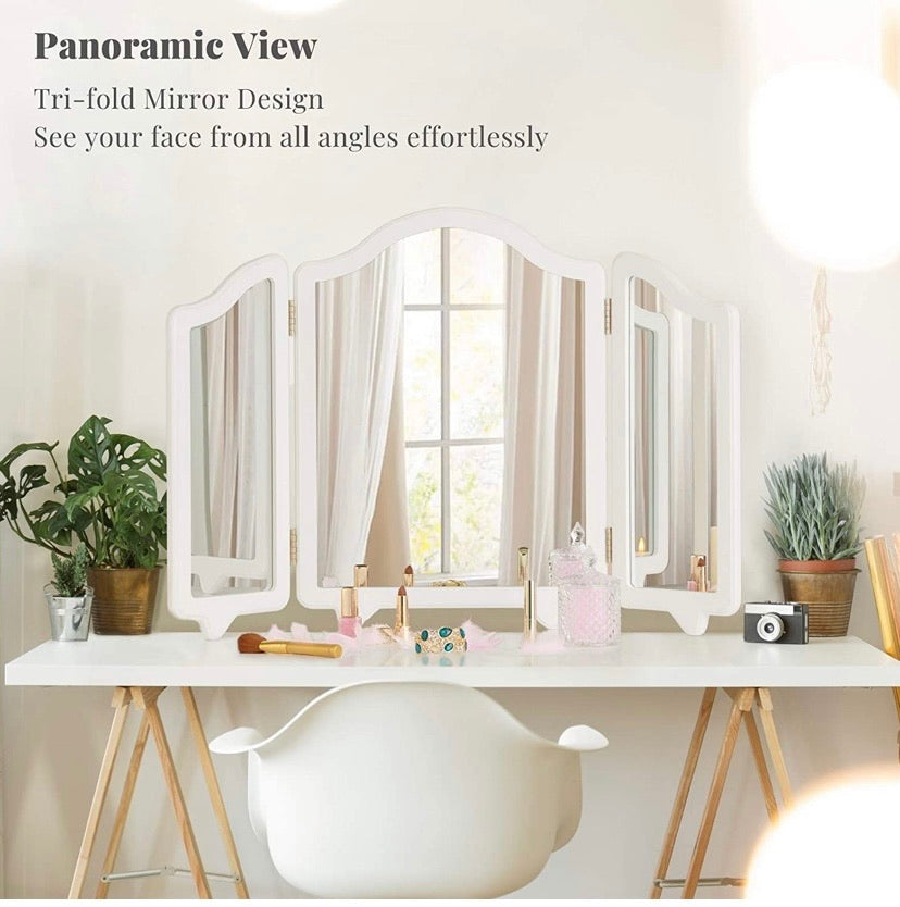 Large Hollywood Vanity Tri-fold Makeup Mirror