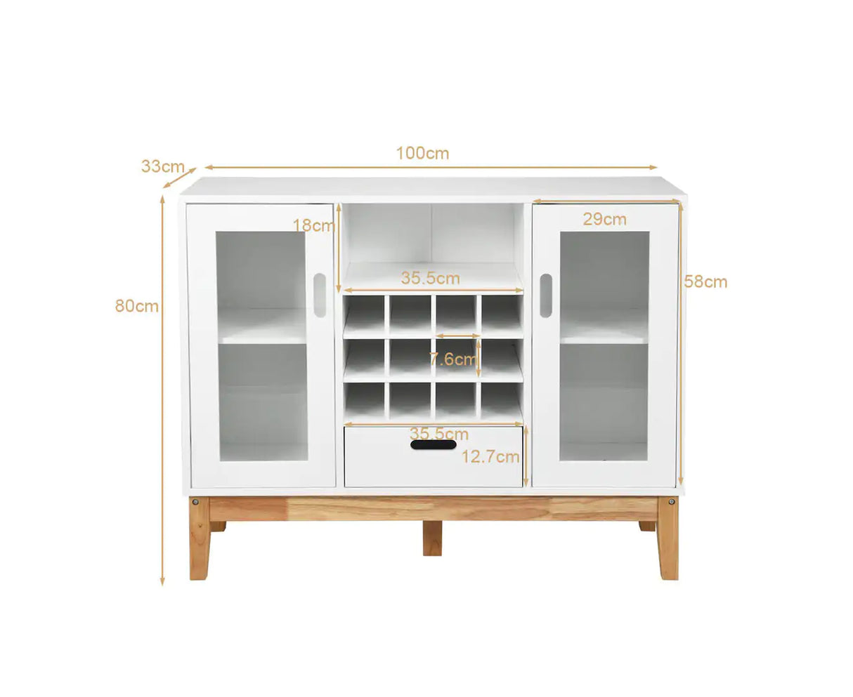 Wood Wine Storage Cabinet Sideboard Console Buffet Server w/ Wine Rack & Drawer