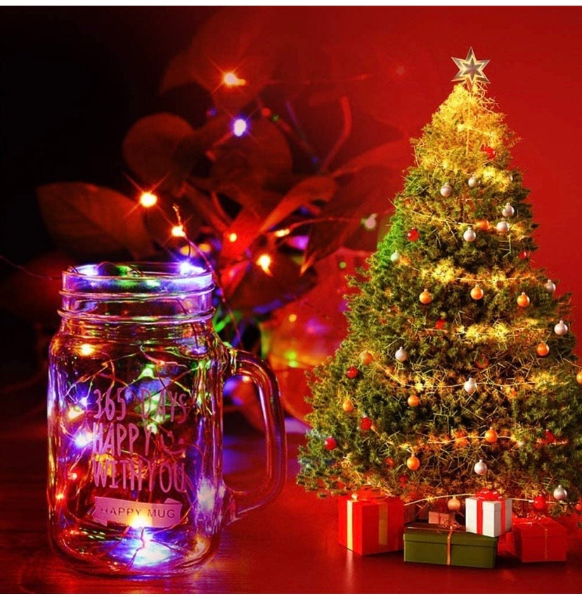 (2 Pack)33 Ft/10M Led String Lights Battery Powered, Proxima Direct Waterproof Fairy Lights 100 LED Christmas Light with 8 Modes for DIY Festival Christmas Wedding Bedroom Tree Decoration- Warm White