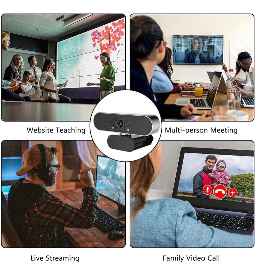 Webcam HD JFMShop 1080p Web Camera, USB PC Computer Webcam with Microphone, Laptop Desktop Full HD Camera Video Webcam 110 Degree Widescreen, Pro Streaming Webcam for Recording, Calling, Conferencing, Gaming (V2)