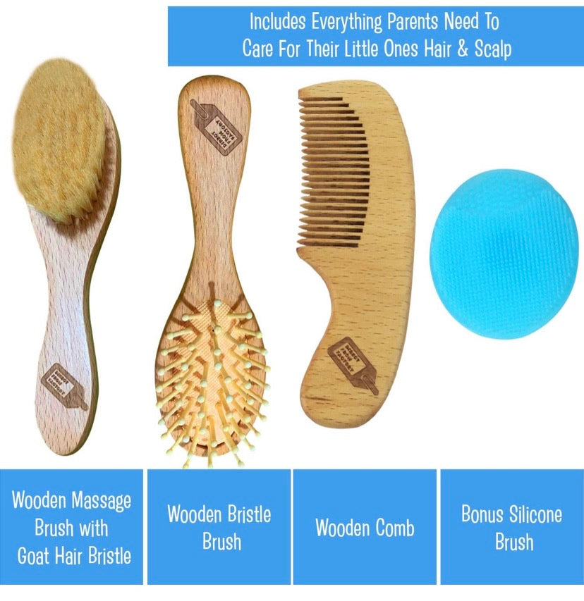 Baby Hair Brush & Comb Set (4 PCS)