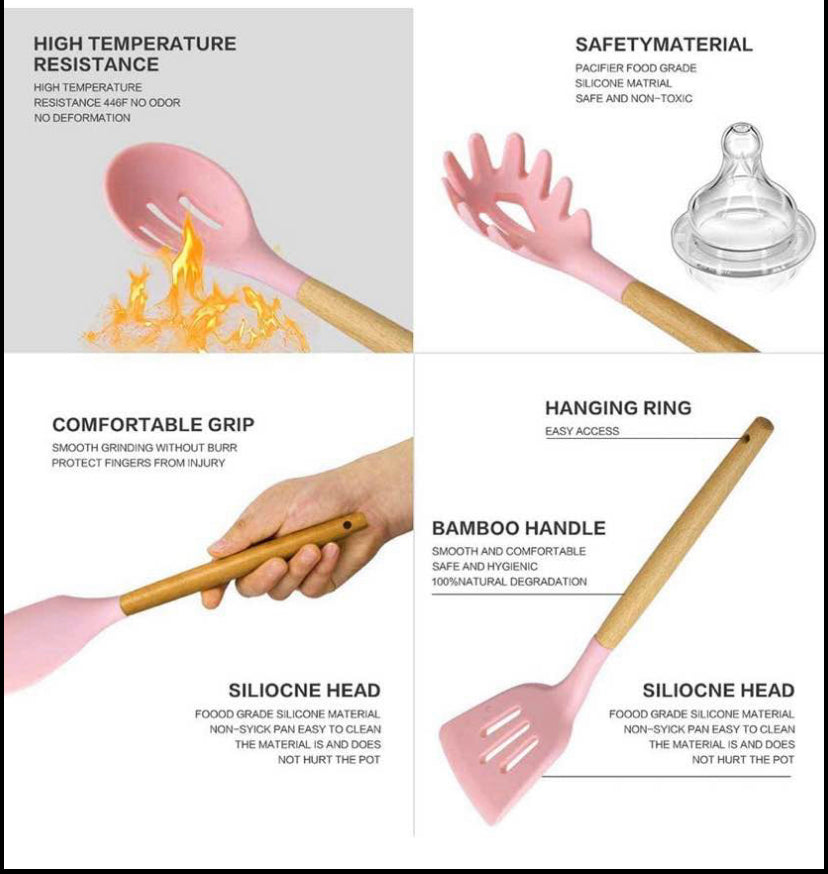 Silicone Kitchen Utensils Cooking Set