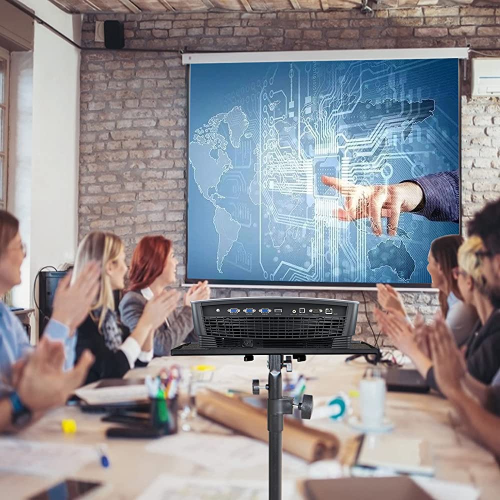 Universal Projector Stand Bracket with Wheels- - Laptop Tripod Adjustable Height 28.5 to 73 Inch with Removable Mouse Tray and Phone Holder, DJ Racks ,Outdoor Movies or Computer Desk Stand