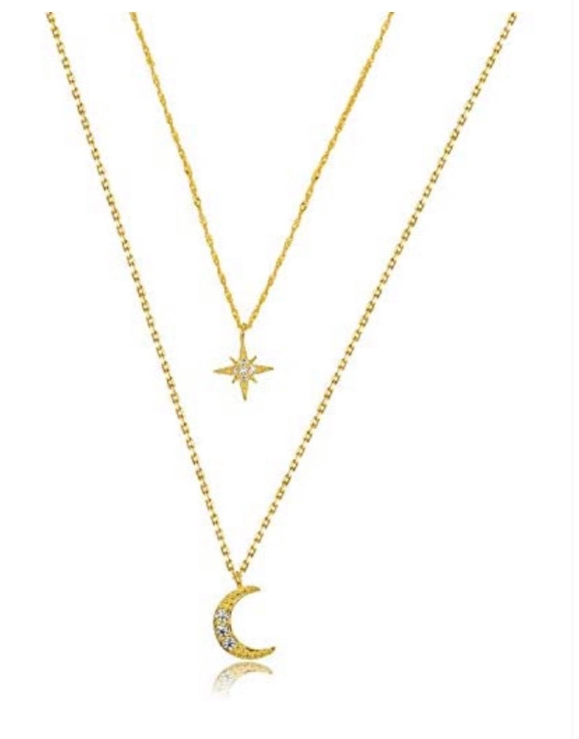 Moon and Star Necklace