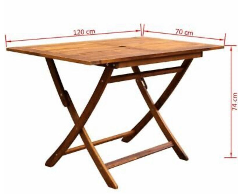 Outdoor Dining Table And Chairs Set Wood 6-Seater Patio Garden Folding Furniture