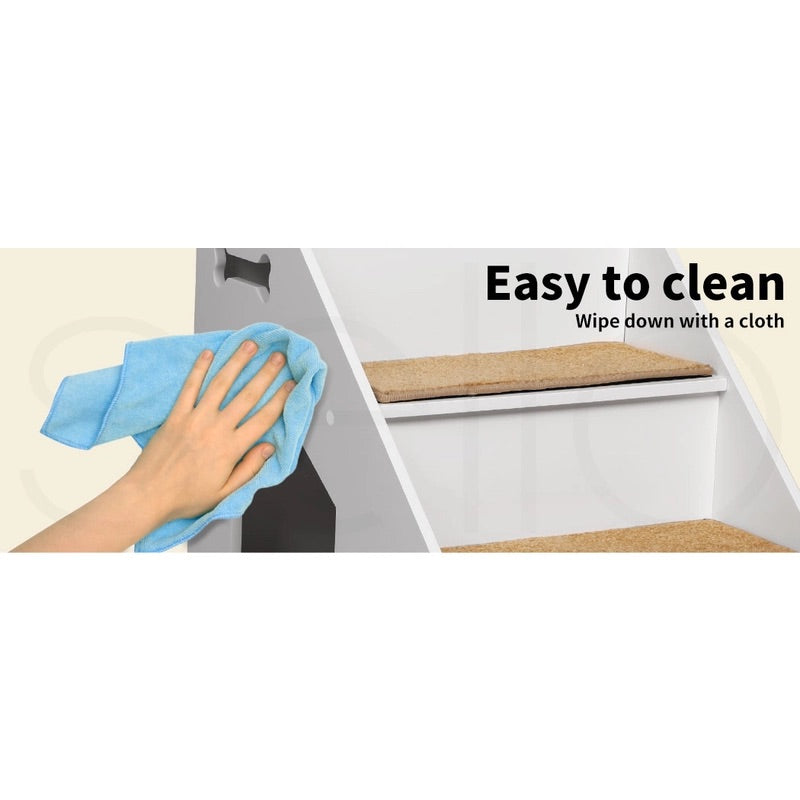 Wooden Dog Ramp Stairs Steps for Bed Pet Calming Kennel Non-Slip White