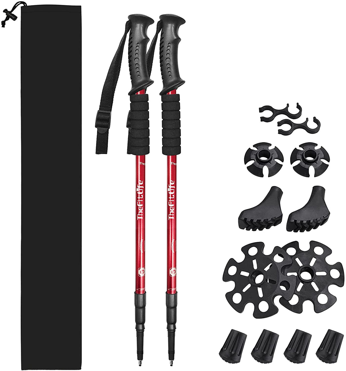 Nordic Walking Trekking Poles - 2 Packs with Antishock and Quick Lock System, Telescopic, Collapsible, Ultralight for Hiking, Camping, Mountaining, Backpacking, Walking, Trekking