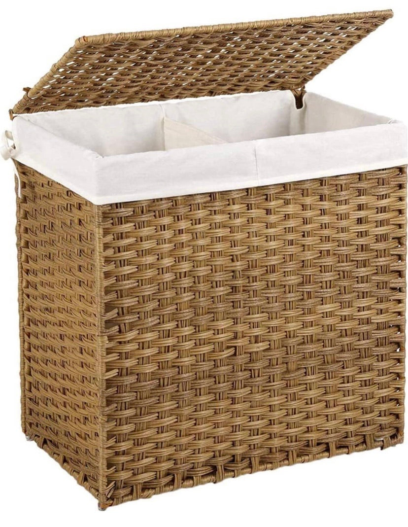 Divided Foldable Handwoven Laundry Hamper