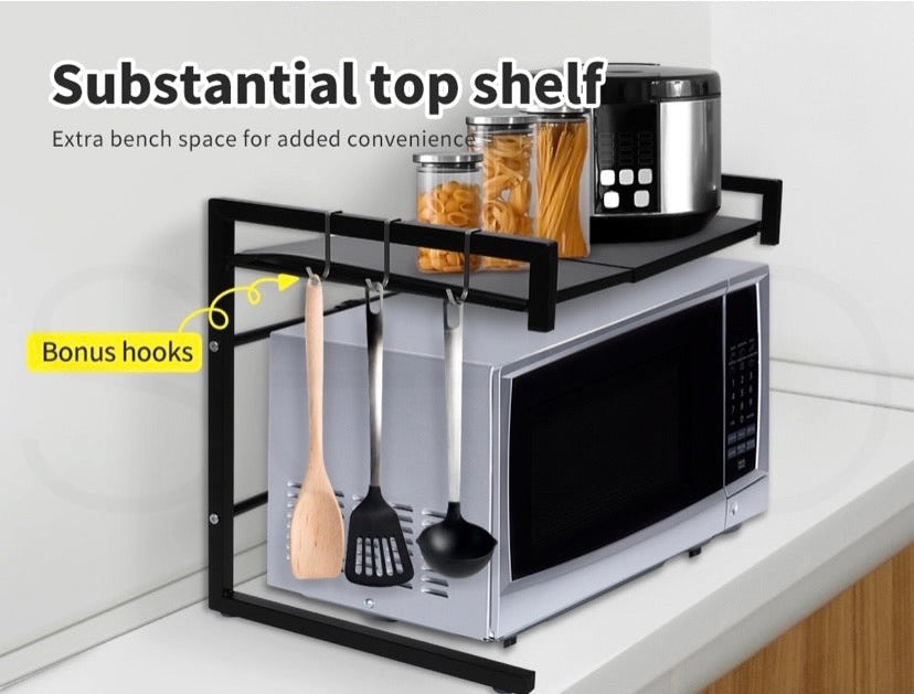 Microwave Oven Shelf Kitchen Organiser Storage Rack Holder Adjustable Stand