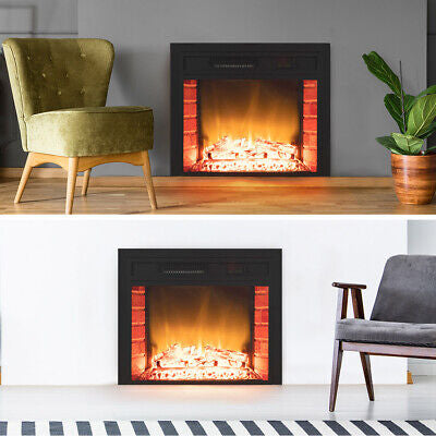 65cm Electric Fireplace Heater Built In Flame Effect Remote Recessed
