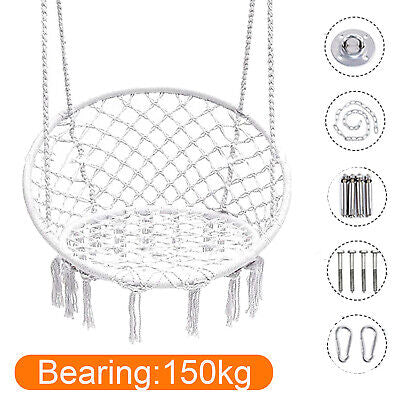150KG Hammock Chair Macrame Cotton Swing Bed Hanging Relax Outdoor Indoor AU