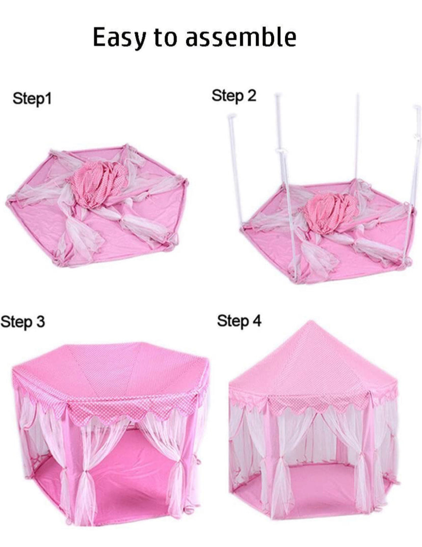 Dream Princess Indoor Playhouse Toy Play Tent for Kids Toddlers with Mat Floor and Carry Bag-Pink