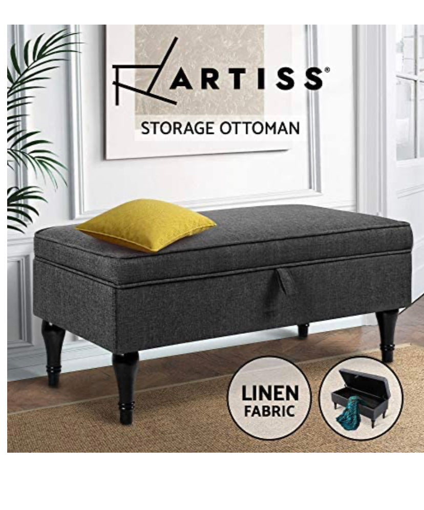 Artiss Fabric Storage Ottoman Bench Grey