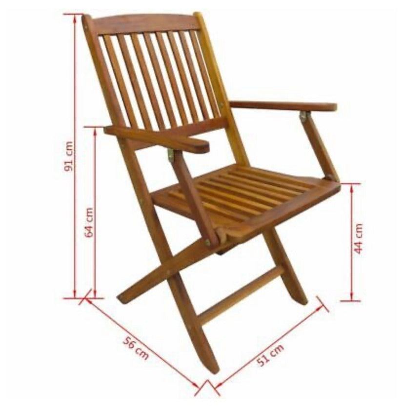 Outdoor Dining Table And Chairs Set Wood 6-Seater Patio Garden Folding Furniture