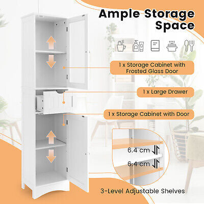 Bathroom Cabinets 5-Tier Tall Slim Storage Cabinet Cupboard Drawer 170CM