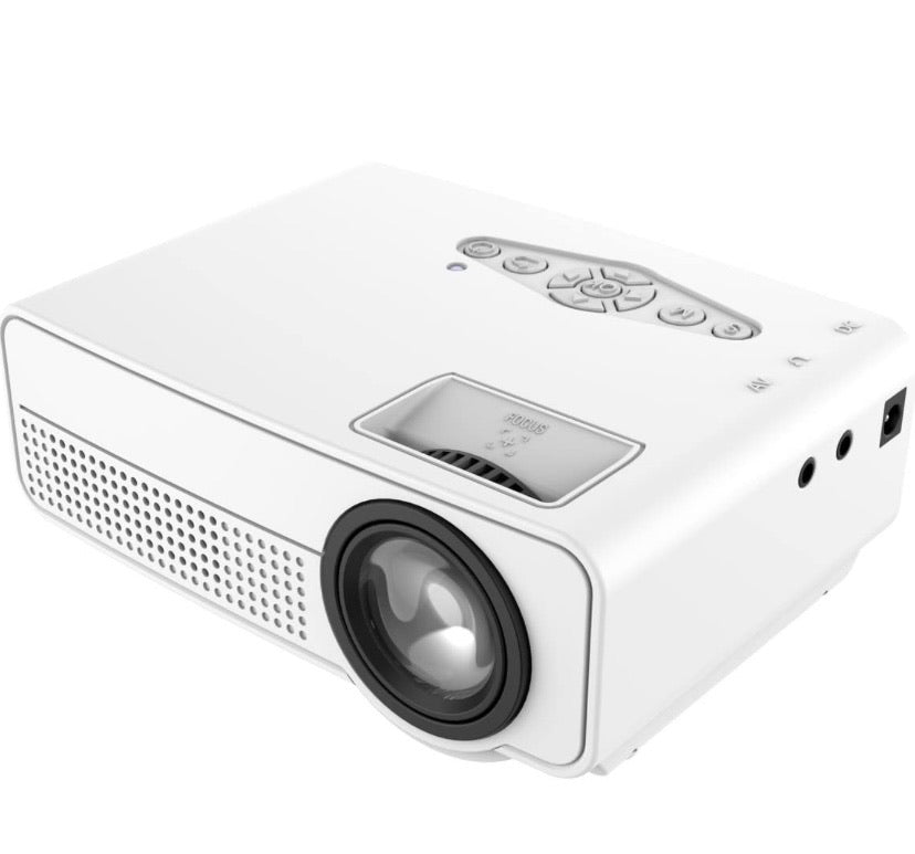 1800 Lumens Mini Projector Upgraded, Full HD Maximum 1080P Display Supported,PS4,TV Stick, Smartphone, USB, VGA, HDMI AV SD Card Supported, Great for Home Theatre Movies (White)