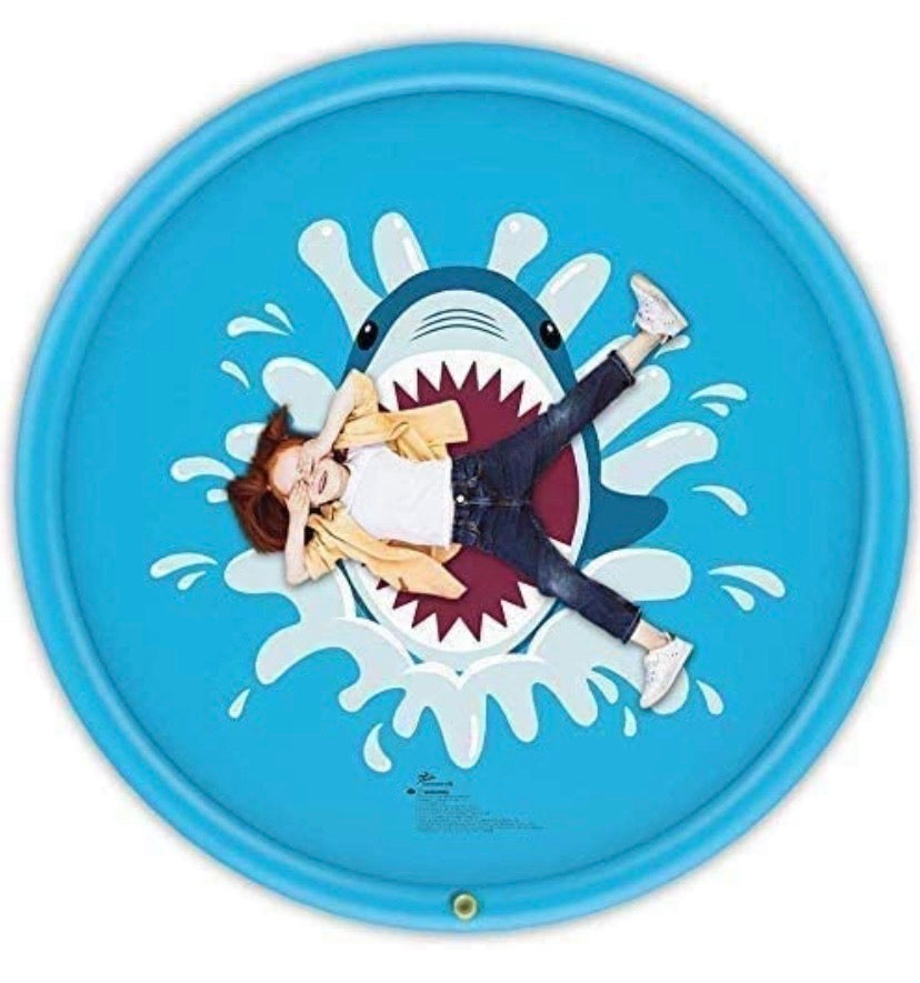 170cm Inflatable Splash Sprinkler mat, Outdoor Sprinkler mat Toy in Summer, Used for Children Toddler Pool Dog Wading Pool Splash Game mat ( Shark)