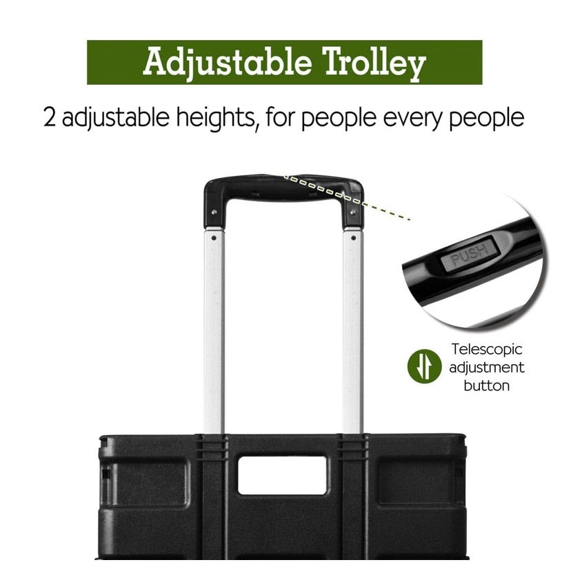 Foldable Shopping Cart Trolley Pack & Roll Folding Grocery Basket Crate Portable