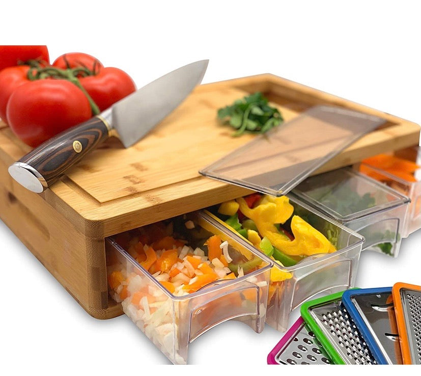 Bamboo Cutting Board With Trays